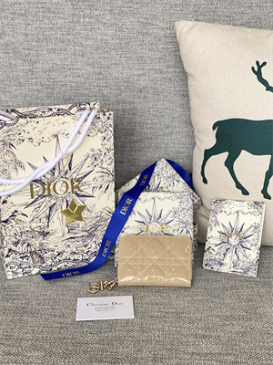 cd  voyageur small coin purse S*pple cannage patent calfskin beige s0985