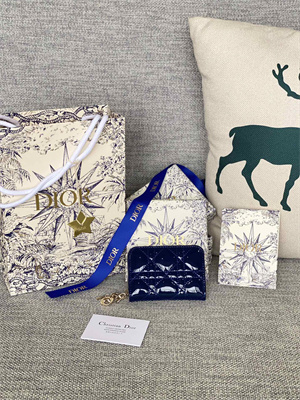 cd  voyageur small coin purse S*pple cannage patent calfskin navy s0985