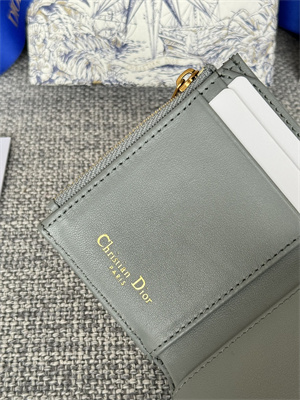 cd 30 montaigne trifold wallet gray D*or oblique jacquard