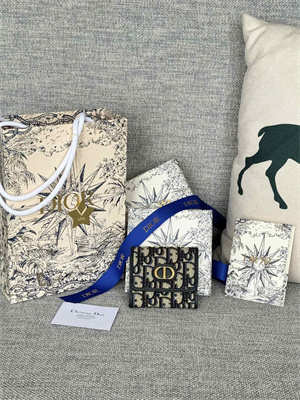 cd 30 montaigne trifold wallet blue D*or oblique jacquard