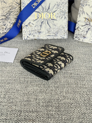 cd 30 montaigne trifold wallet blue D*or oblique jacquard