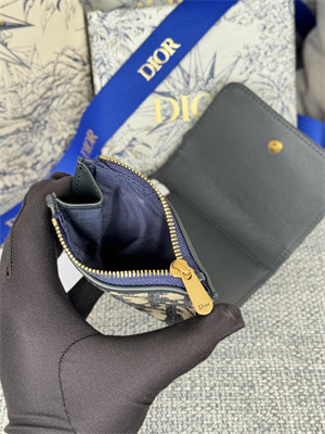 cd 30 montaigne trifold wallet blue D*or oblique jacquard