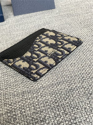 cd saddle card holder black grained calfskin and blue D*or oblique jacquard