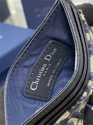 cd  card holder black grained calfskin and blue D*or oblique jacquard