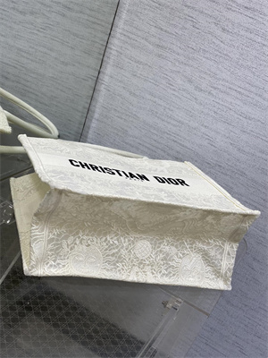 CD Medium Book Tote White Toile de Jouy Soleil Macram?? Embroidery