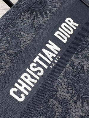 CD Medium Book Tote Black Toile de Jouy Soleil Macram?? Embroidery