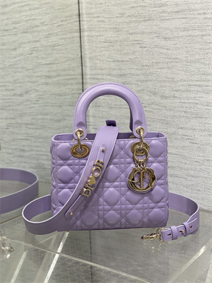 cd small lady di.or my abcD*or bag cannage lambskin gold tone metal lt purple
