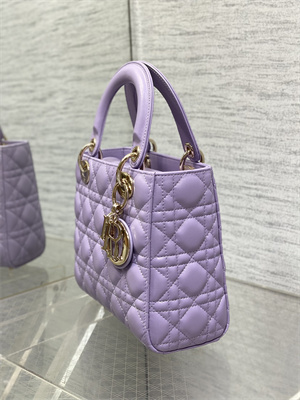 cd small lady di.or my abcD*or bag cannage lambskin gold tone metal lt purple