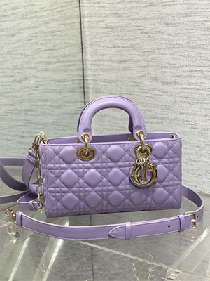CD Medium Lady D-Joy Bag Cannage Lambskin Gold Tone Metal Lt Purple