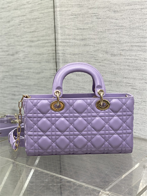 CD Medium Lady D-Joy Bag Cannage Lambskin Gold Tone Metal Lt Purple