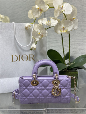 CD Small Lady D-Joy Bag Cannage Lambskin Gold Tone Metal Lt Purple