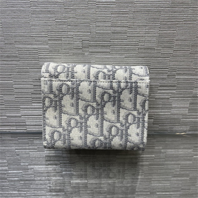 cd saddle lotus wallet gray D*or oblique jacquard
