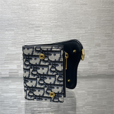 cd saddle lotus  wallet blue D*or oblique jacquard