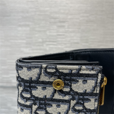 cd saddle lotus  wallet blue D*or oblique jacquard