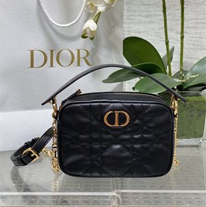 cd small D*or caro top handle camera bag macrocannage calfskin black