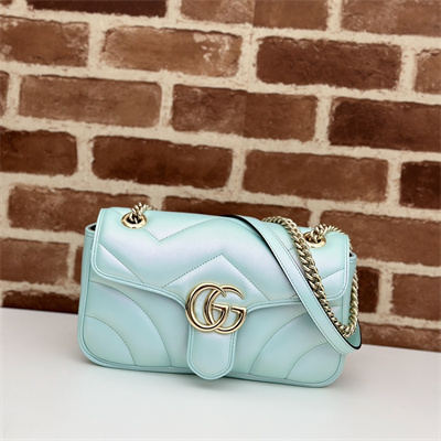 G*u*i gg marmont medium shoulder bag lt blue iridescent 443497