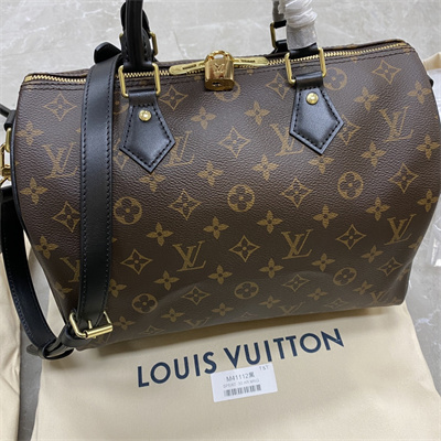 L.V Speedy Bandoulière 30 Monogram Canvas Black Strap M41112
