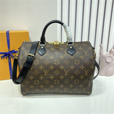 L.V Speedy Bandoulière 30 Monogram Canvas Black Strap M41112