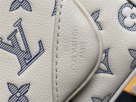 L.V Trio Messenger Monogram Shadow Calfskin Leather White/Navy Blue