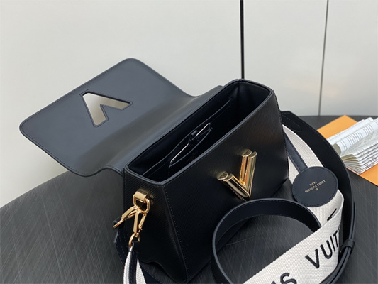 L.V Twist MM Bag With Strap EPI Leather Black M24765