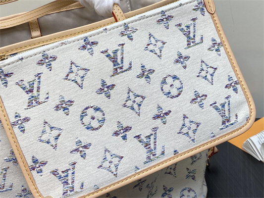 L.V Neverful MM Denim Textile Jacquard White Color M24905