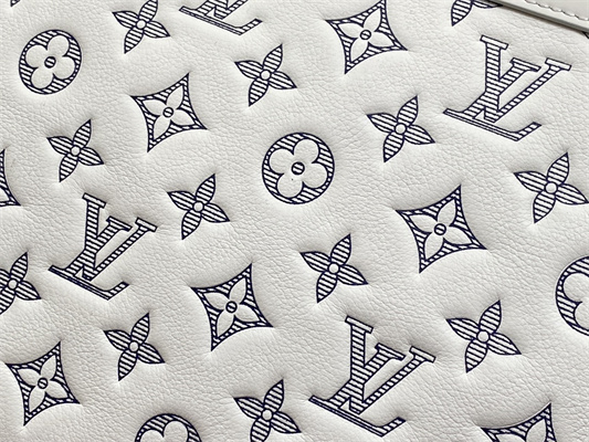 L.V Pochette To-Go Monogram Shadow Calfskin Leather White/Navy Blue