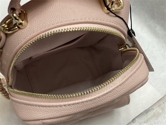 Cha.nel Mini Backpack Grained Calfskin Gold-Tone Metal Pink AP3753