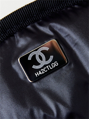 Cha.nel Backpack Nylon & Silver-Tone Metal Black AS4366