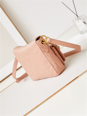 Ch*el hobo handbag shiny calfskin gold tone metal pink as4743