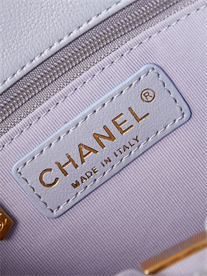 Ch*el hobo handbag shiny calfskin gold tone metal blue as4743