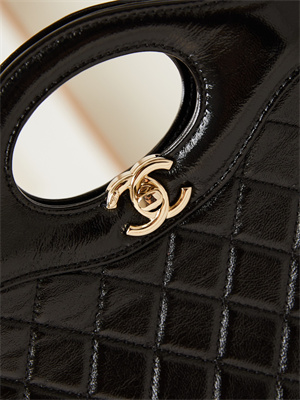 Ch*el 31 mini shopping bag lambskin & gold-tone metal black as4133