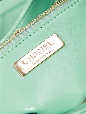 Ch*el 31 mini shopping bag  lambskin & gold-tone metal green as4133