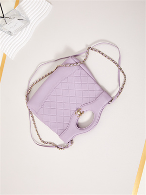 Ch*el 31 mini shopping bag lambskin & gold-tone metal brown as4133