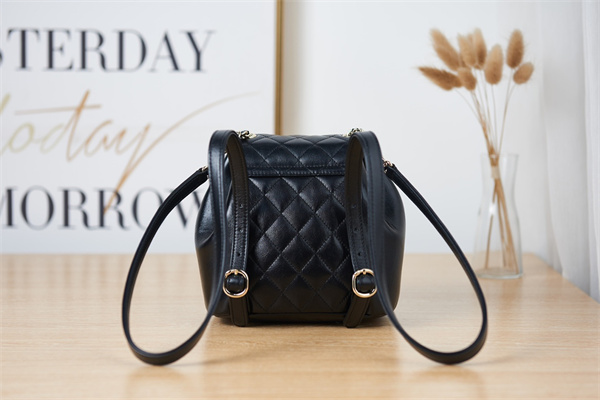 Cha.nel Duma Backpack Lambskin Gold Tone Metal Black AS2908