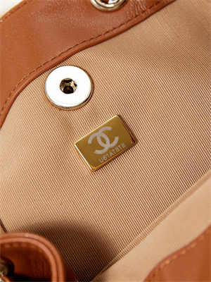 Cha.nel Duma Backpack Lambskin Gold Tone Metal Caramel AS2908