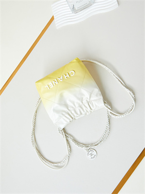 Cha.nel 22 Mini Handbag Shiny Calfskin Gradient White/Yellow AS3980
