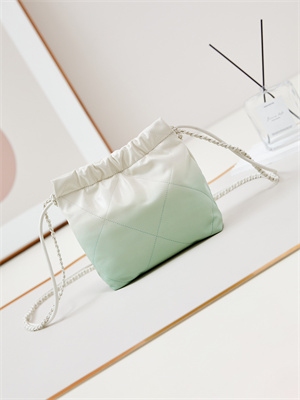 Cha.nel 22 Mini Handbag Shiny Calfskin Gradient White/Green AS3980