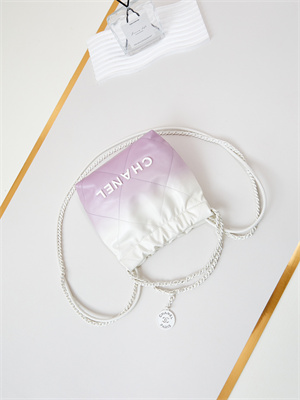 Cha.nel 22 Mini Handbag Shiny Calfskin Gradient White/Purple AS3980