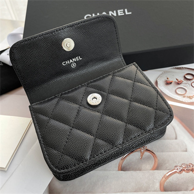 Ch*el belt bag grained calfskin black tone metal black a81088