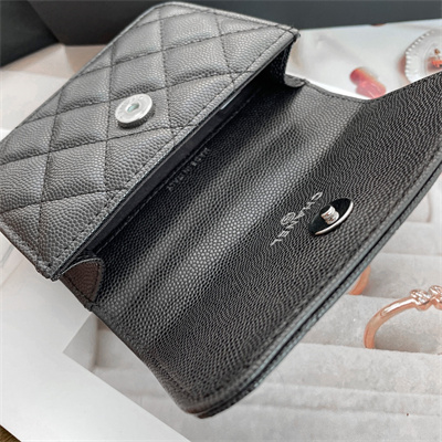 Ch*el belt bag grained calfskin black tone metal black a81088