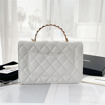 Ch*el clutch with chain lambskin gold tone metal white ap3795
