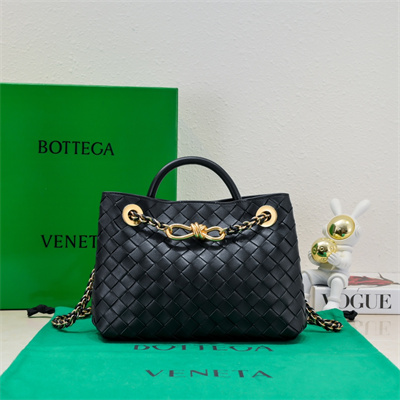 BV Small Andiamo Top handle bag With Chain Lambskin Leather Black