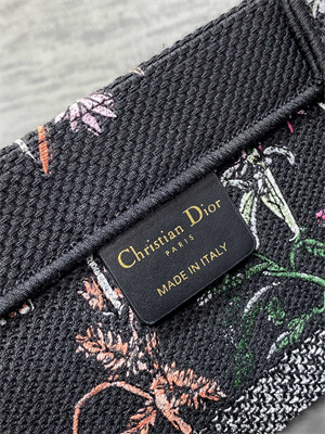 cd medium book tote black multicolor D*or herbarium embroidery