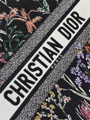 cd large book tote black multicolor D*or herbarium embroidery