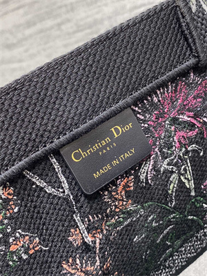 cd large book tote black multicolor D*or herbarium embroidery