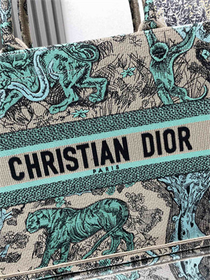 cd medium D*oriviera D*or book tote raffia with aquamarina toile de jouy sauvage embroidery green
