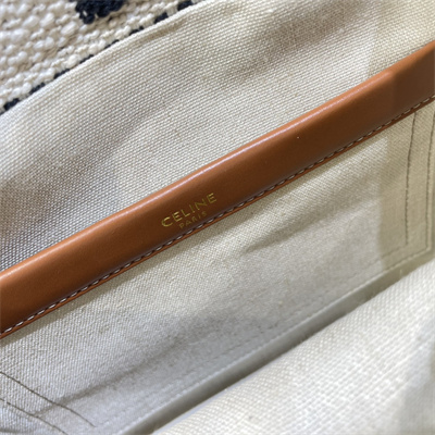 Ce**e small cabas thais in textile with Ce**e jacquard and calfskin white/black