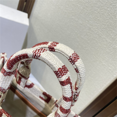 Ce**e small cabas thais in textile with Ce**e jacquard and calfskin white/red