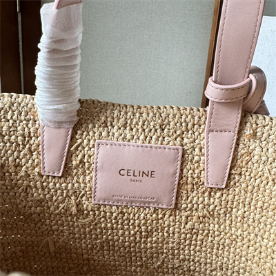 ce**e teen S*pple classic panier in raffia and calfskin pink