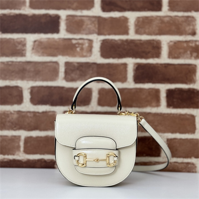Gu.cci Horsebit 1955 Mini Top Handle Bag White Leather 781387